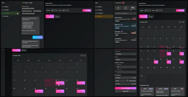 Social media content created in Quadcode AI