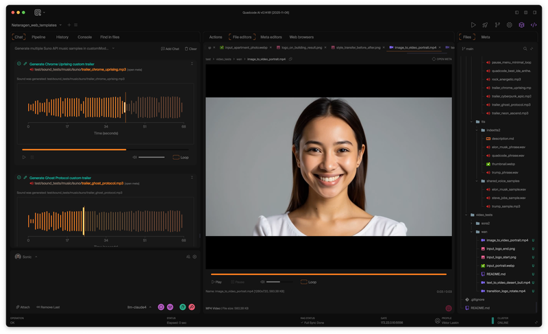 Voice and audio generation inside Quadcode AI